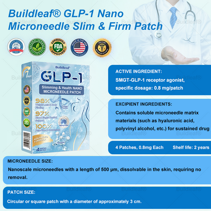 ✨⭐US Clinically Proven| Official Store | Buildleaf® Tirzepatide Slimming & Health Nano Microneedle Patch |Targets Obesity, Loose Skin, High Blood Pressure, Diabetes, Fatty Liver, Joint Pain, Brain Fog, Low Energy, Body Aches, and More